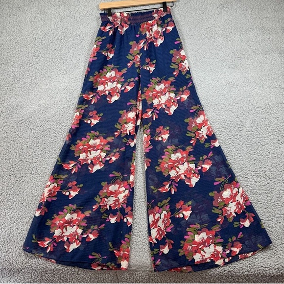 Anthropologie Elevenses Fire Lily Wide Leg Floral Palazzo Pants - Picture 1 of 10
